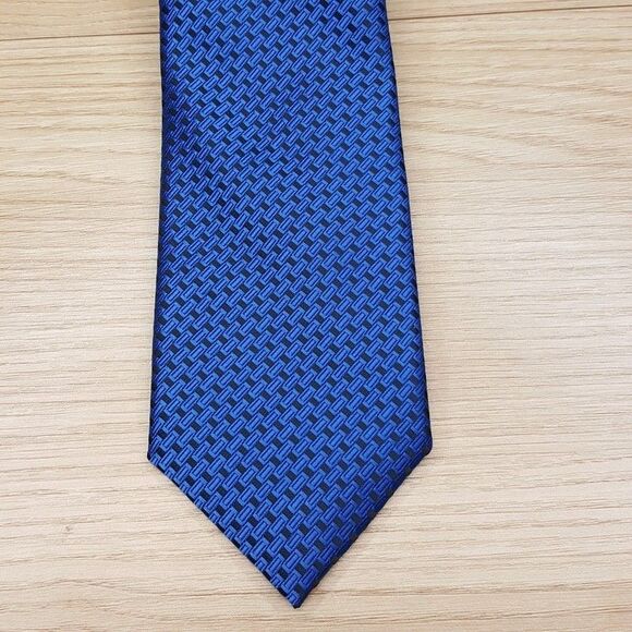 Alfani Other - ALFANI Mens Neck Tie Blue Geometric Jacquard Link Modern Classic Necktie